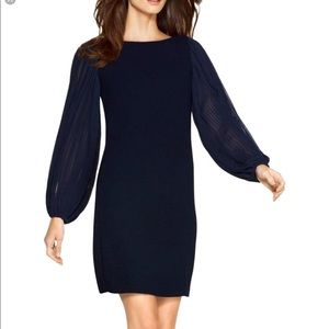 White House black market sheer sleeve dress